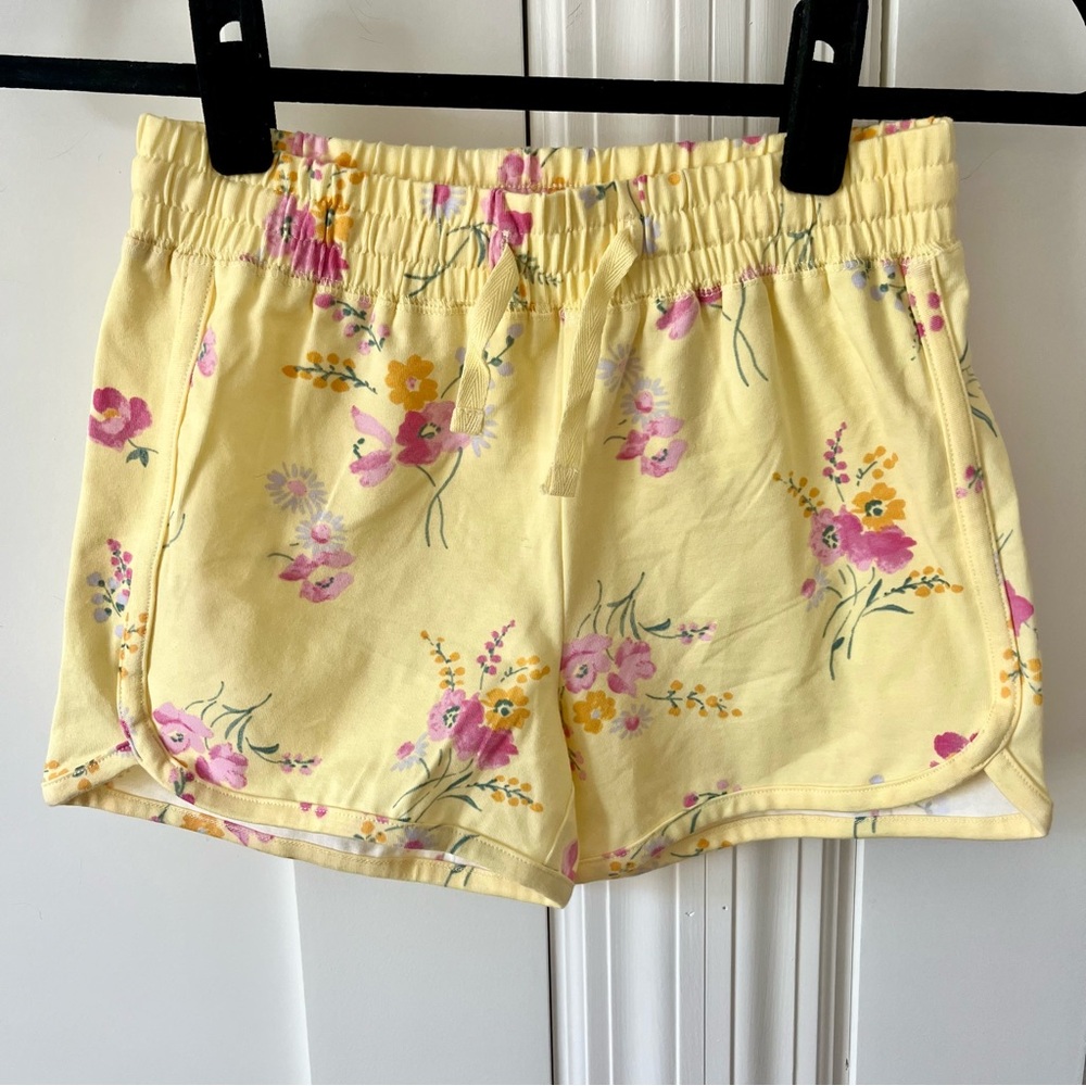 Bailey Lane Floral Elastic Tie Waist Cotton Shorts Yellow Sz M (Girls)